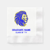 Geel en Blauwe Leeuw Mascotte Papier Partij Servet (Voorkant)