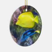 Geel en Blauwe Tang Vis Keramisch Ornament (Rechts)
