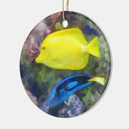 Geel en Blauwe Tang Vis Keramisch Ornament (Links)