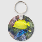Geel en Blauwe Tang Vis Sleutelhanger (Voorkant)