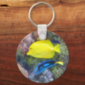 Geel en Blauwe Tang Vis Sleutelhanger (Voorkant)