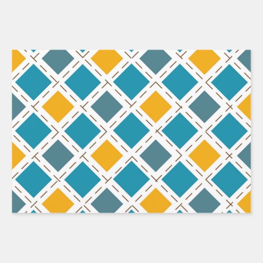 Geel en Blauwgroen blauw stropdassen set van 3 Inpakpapier Vel (Voorkant 3)