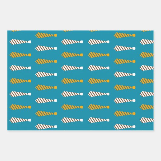 Geel en Blauwgroen blauw stropdassen set van 3 Inpakpapier Vel (Voorkant)