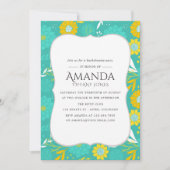 Geel en Blauwgroen Bloemen Bachelorette Party Kaart (Voorkant)