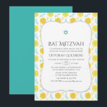 Geel en Blauwgroen Floral Bat Mitzvah Kaart<br><div class="desc">Geel en Turquoise thema vleermuis mitswa uitnodiging ontworpen om snel en gemakkelijk te worden aangepast aan uw evenement specifieke kenmerken.</div>