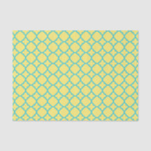 Geel en Blauwgroen Maroccan Quatrefoil Patroon