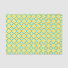Geel en Blauwgroen Maroccan Quatrefoil Patroon Tissuepapier