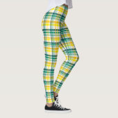 Geel en Blauwgroen plaid Leggings (Rechts)