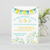 Geel en Blauwgroen vuurwerktuig, Vuurdag Kaart (Staand voorkant)