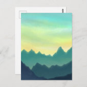 Geel en Blauwgroen Waterverf gebergte Briefkaart (Voorkant / Achterkant)