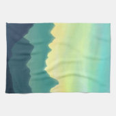 Geel en Blauwgroen Waterverf gebergte Theedoek (Horizontaal)