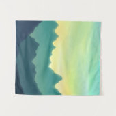 Geel en Blauwgroen Waterverf gebergte Wandkleed (Voorkant (horizontaal))