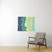 Geel en Blauwgroen Waterverf gebergte Wandkleed (In Situ (horizontaal))