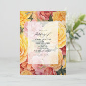 Geel en Blush Bloemen Bruiloft Kaart (Staand voorkant)