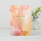 Geel en Blush Inkt Bruiloft Kaart (Staand voorkant)
