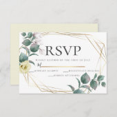 Geel en Blush Peony Magnolia Wedding RSVP Kaart (Voorkant / Achterkant)