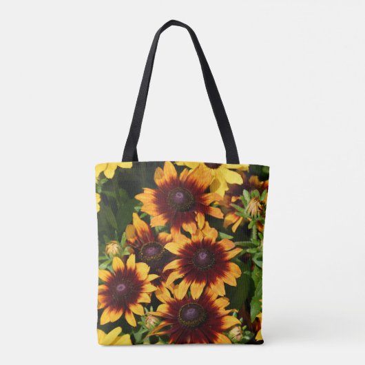 Geel en Brons Rubeckias Bloemen Tote Bag (Achterkant)
