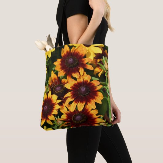 Geel en Brons Rubeckias Bloemen Tote Bag (Dichtbij)