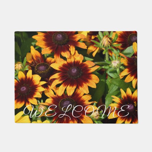 Geel en Brons Rudbeckias Bloemen Welkom Deurmat (Voorkant)