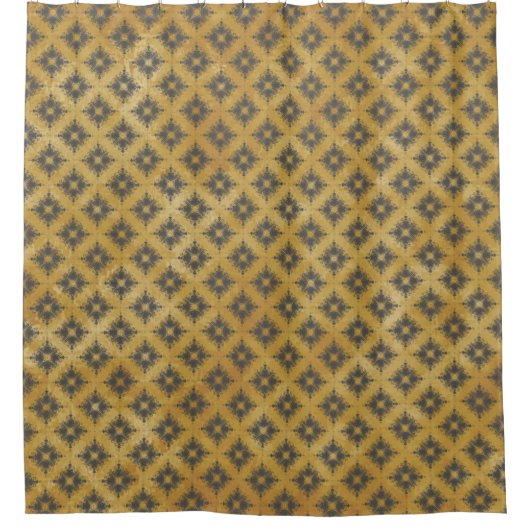 Geel en Bronze Diamond Burst Pattern Douchegordijn (Voorkant)