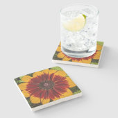 Geel en Bronze Rudbeckia Floral Stenen Onderzetter (Zijkant)