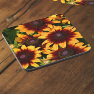 Geel en Bronze Rudbeckias Floral Bier Onderzetter