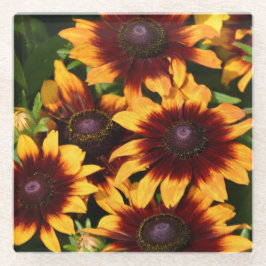 Geel en Bronze Rudbeckias Floral Glazen Onderzetter