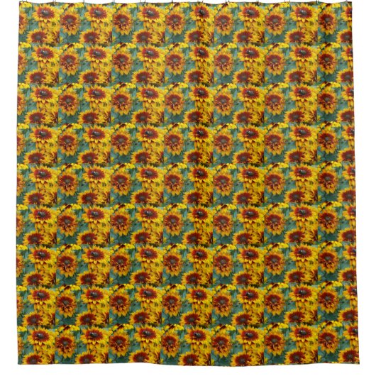 Geel en Bronze Rudbeckias Floral Pattern Douchegordijn (Voorkant)