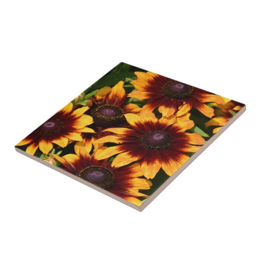 Geel en Bronze Rudbeckias Floral Tegeltje (Zijkant)