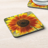 Geel en Bronze Zonnebloem Bier Onderzetter (Linkerzijde)