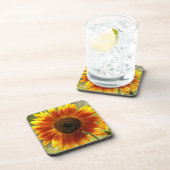 Geel en Bronze Zonnebloem Bier Onderzetter (Rechterzijde)