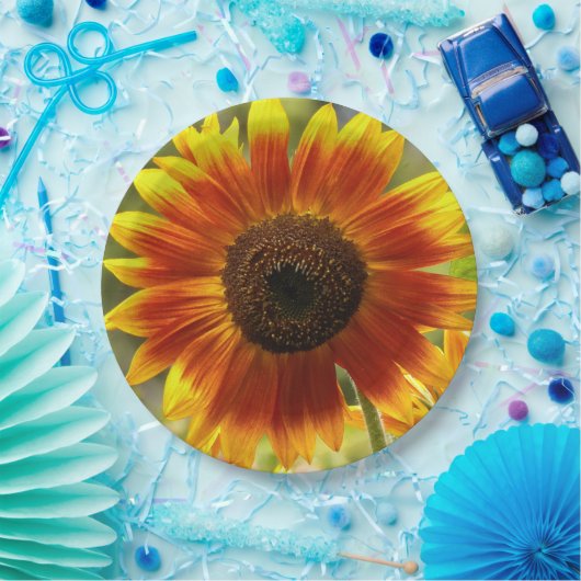 Geel en Bronze Zonnebloem Papieren Bordje (Feest)