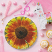 Geel en Bronze Zonnebloem Papieren Bordje (Feest)