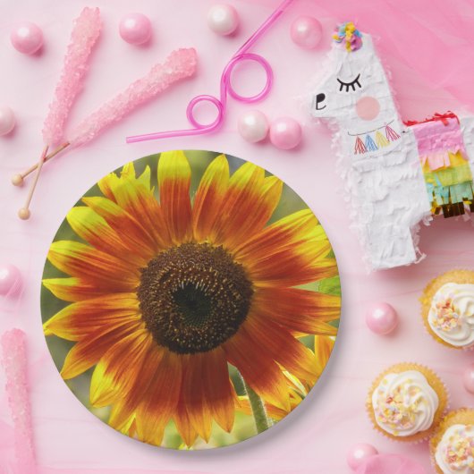 Geel en Bronze Zonnebloem Papieren Bordje (Feest)