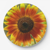 Geel en Bronze Zonnebloem Papieren Bordje (Voorkant)