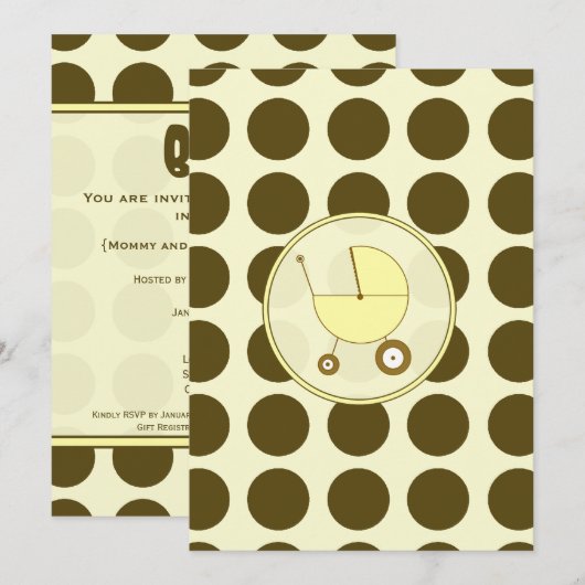 Geel en bruin Baby shower Kaart (Voorkant / Achterkant)