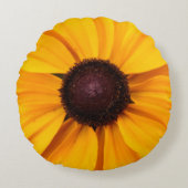 Geel en Bruin Bloemen Rond Kussen (Voorkant)