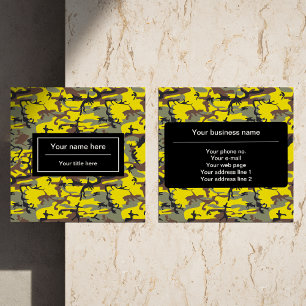 Geel en Bruin Camo, Camouflage, Militair, Leger Vierkante Visitekaartje