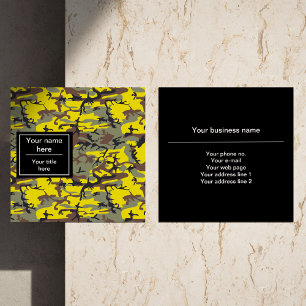 Geel en Bruin Camo, Camouflage, Militair, Leger Vierkante Visitekaartje