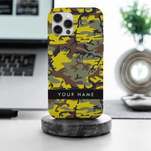 Geel en Bruin Camouflage Je naam Personaliseer iPhone 15 Pro Max Case