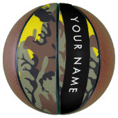 Geel en bruin Camouflage Jouw naam Personaliseren Basketbal (Verticaal)