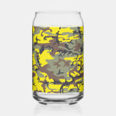 Geel en bruin Camouflage Jouw naam Personaliseren Blikvorm Glas (Links)