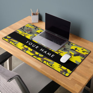 Geel en bruin Camouflage Jouw naam Personaliseren Bureaumat