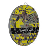 Geel en bruin Camouflage Jouw naam Personaliseren Dartbord (Voorkant Links)