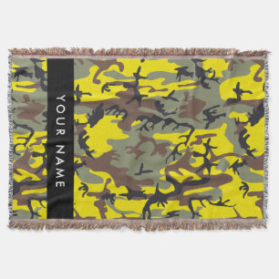 Geel en bruin Camouflage Jouw naam Personaliseren Deken