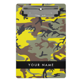 Geel en bruin Camouflage Jouw naam Personaliseren Mini Klembord