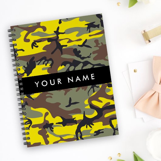 Geel en bruin Camouflage Jouw naam Personaliseren Notitieboek