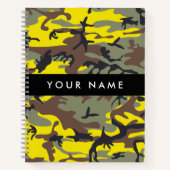 Geel en bruin Camouflage Jouw naam Personaliseren Notitieboek (Voorkant)