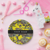 Geel en bruin Camouflage Jouw naam Personaliseren Papieren Bordje (Feest)