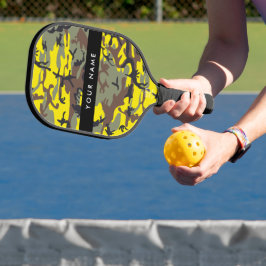 Geel en bruin Camouflage Jouw naam Personaliseren Pickleball Paddle